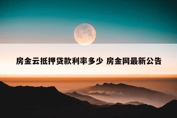 房金网动态速递，最新房地产金融资讯解读