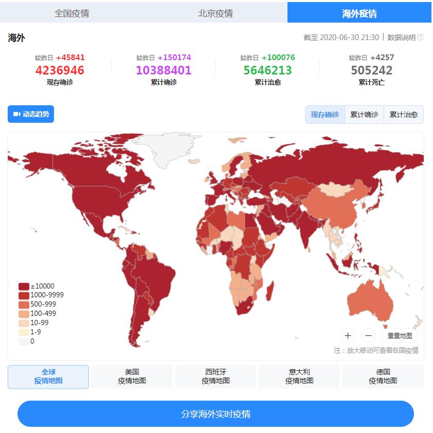 全球疫情动态追踪